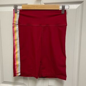 Spiritual Gangster Red Bike Shorts w/ striped accent. Sz Medium